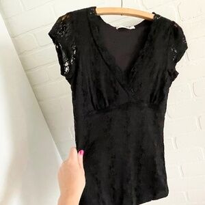 Vintage Y2K Top Blouse Babydoll Empire waist whimsical Goth Dark romantic Sz M